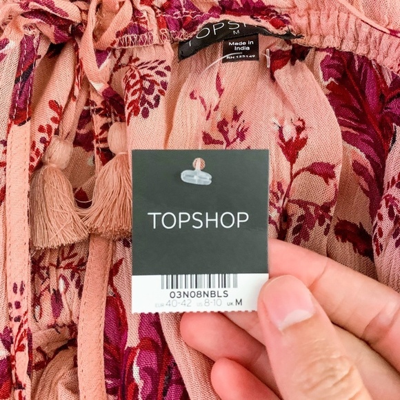 Topshop Pink Floral Playsuit Romper Ruffle Trim - Picture 4 of 7